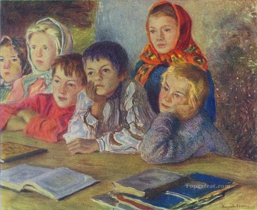 印象派 Painting - クラスの子供たち ニコライ・ベルスキー 子供 子供